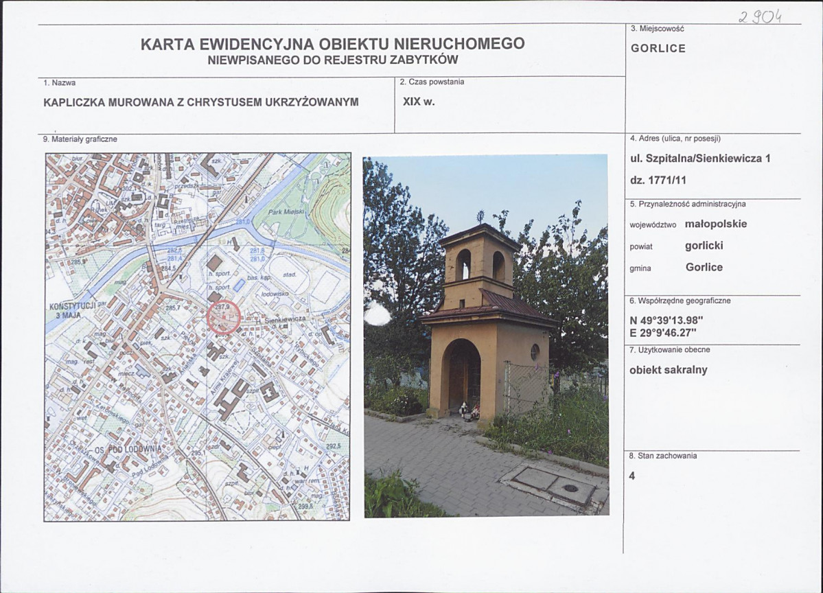 Karta obiektu niewpisanego do rejestru, skan nr 1