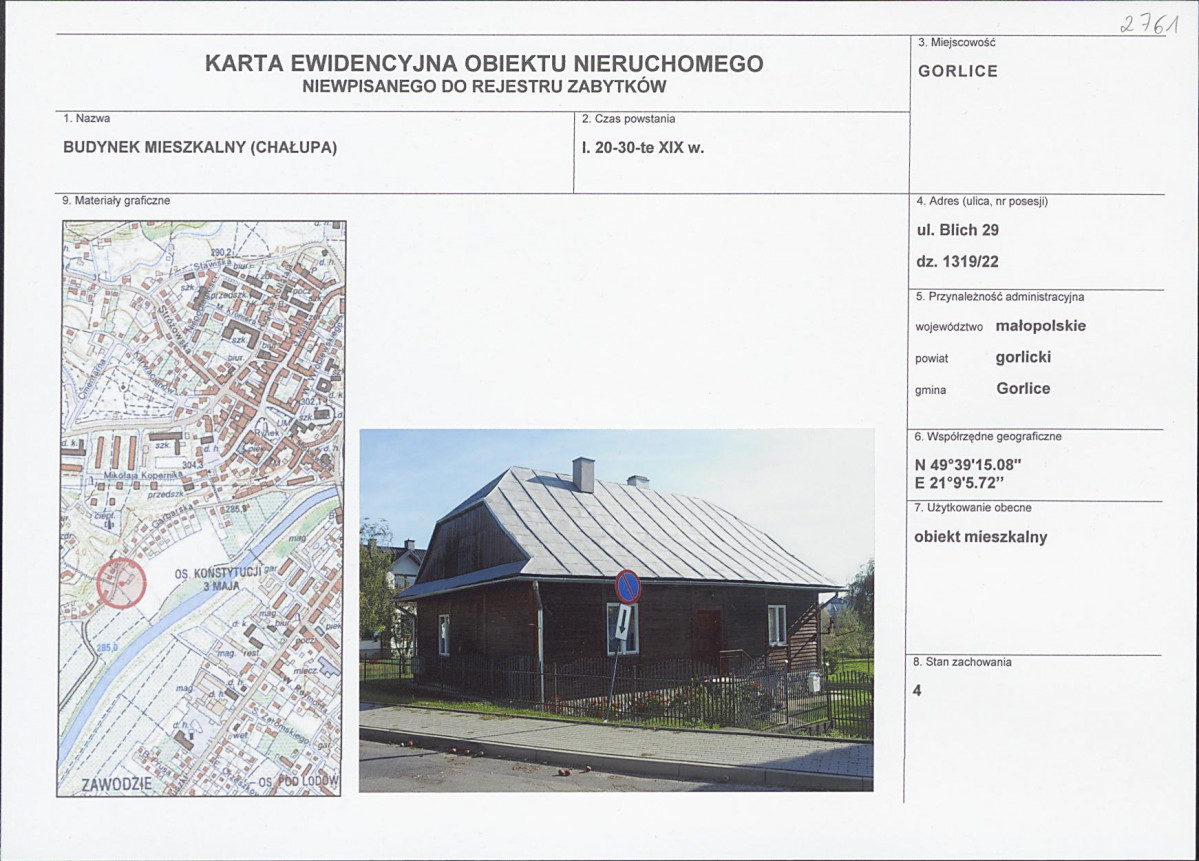 Karta obiektu niewpisanego do rejestru, skan nr 1