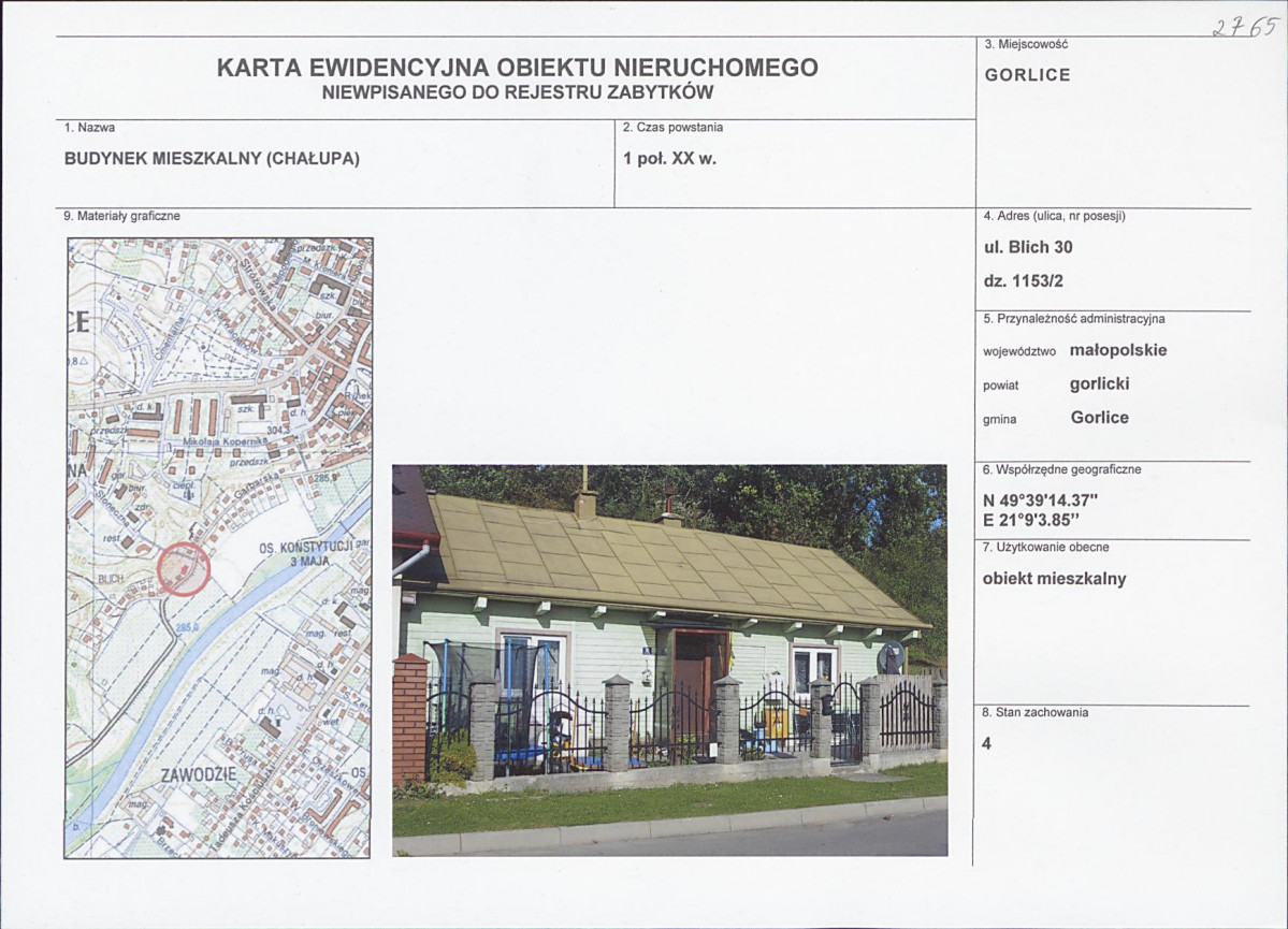 Karta obiektu niewpisanego do rejestru, skan nr 1
