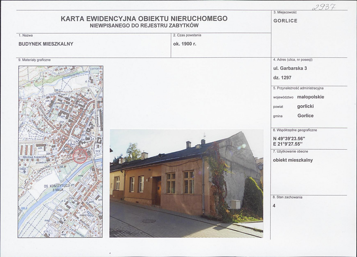 Karta obiektu niewpisanego do rejestru, skan nr 1