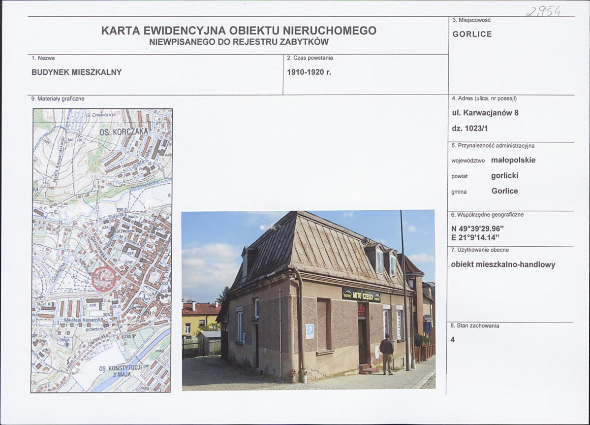 Karta obiektu niewpisanego do rejestru, skan nr 1