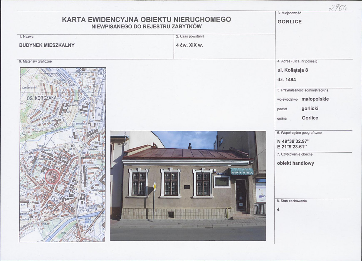 Karta obiektu niewpisanego do rejestru, skan nr 1