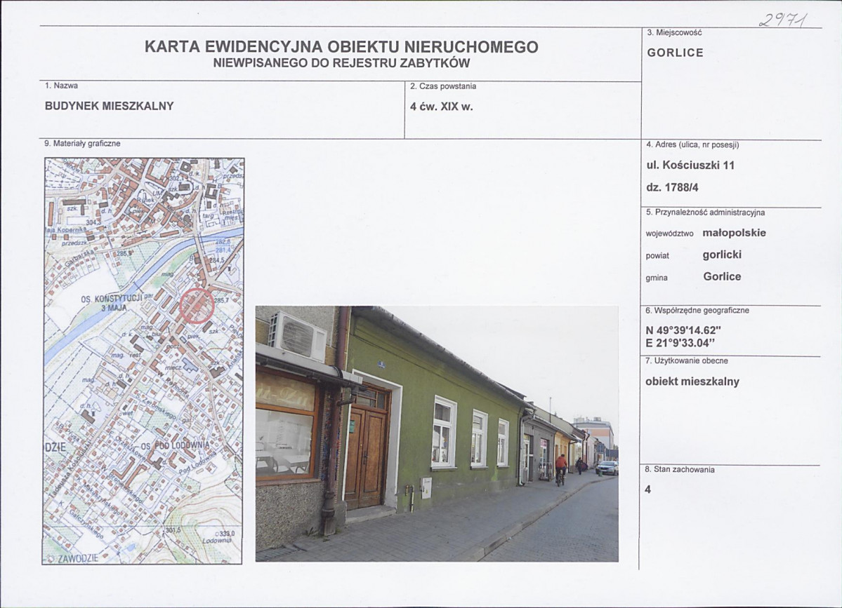 Karta obiektu niewpisanego do rejestru, skan nr 1