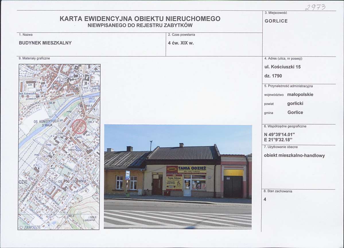 Karta obiektu niewpisanego do rejestru, skan nr 1