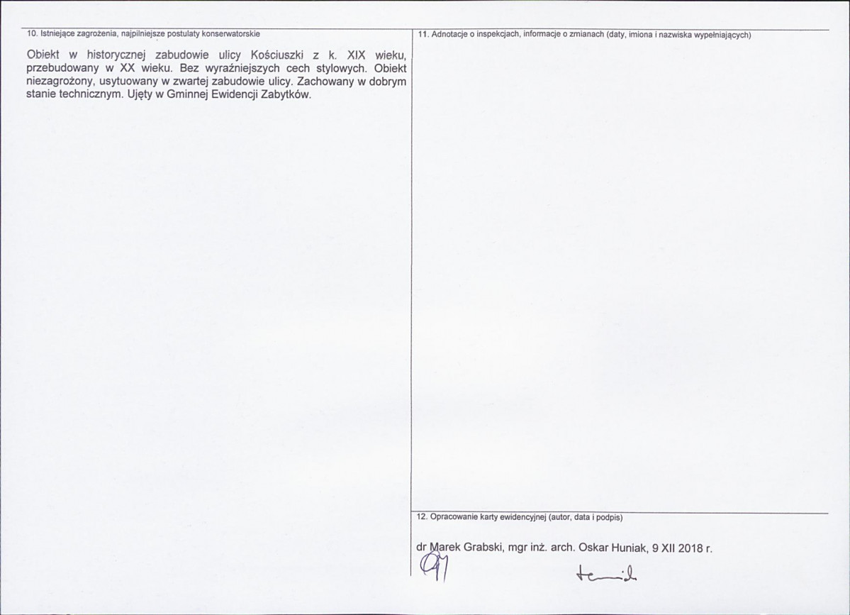 Karta obiektu niewpisanego do rejestru, skan nr 2