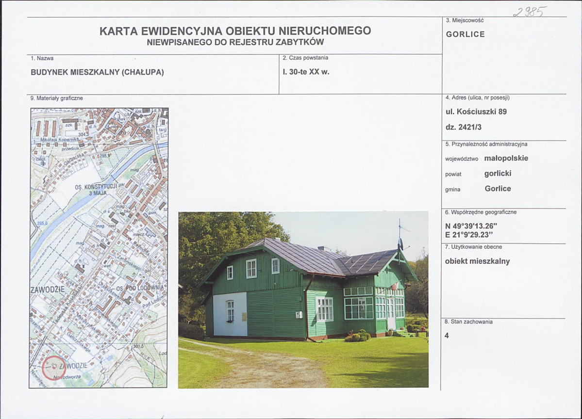 Karta obiektu niewpisanego do rejestru, skan nr 1