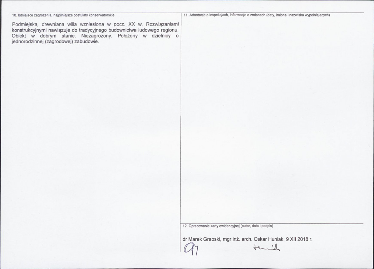 Karta obiektu niewpisanego do rejestru, skan nr 2