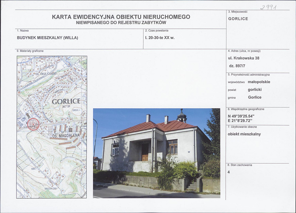 Karta obiektu niewpisanego do rejestru, skan nr 1