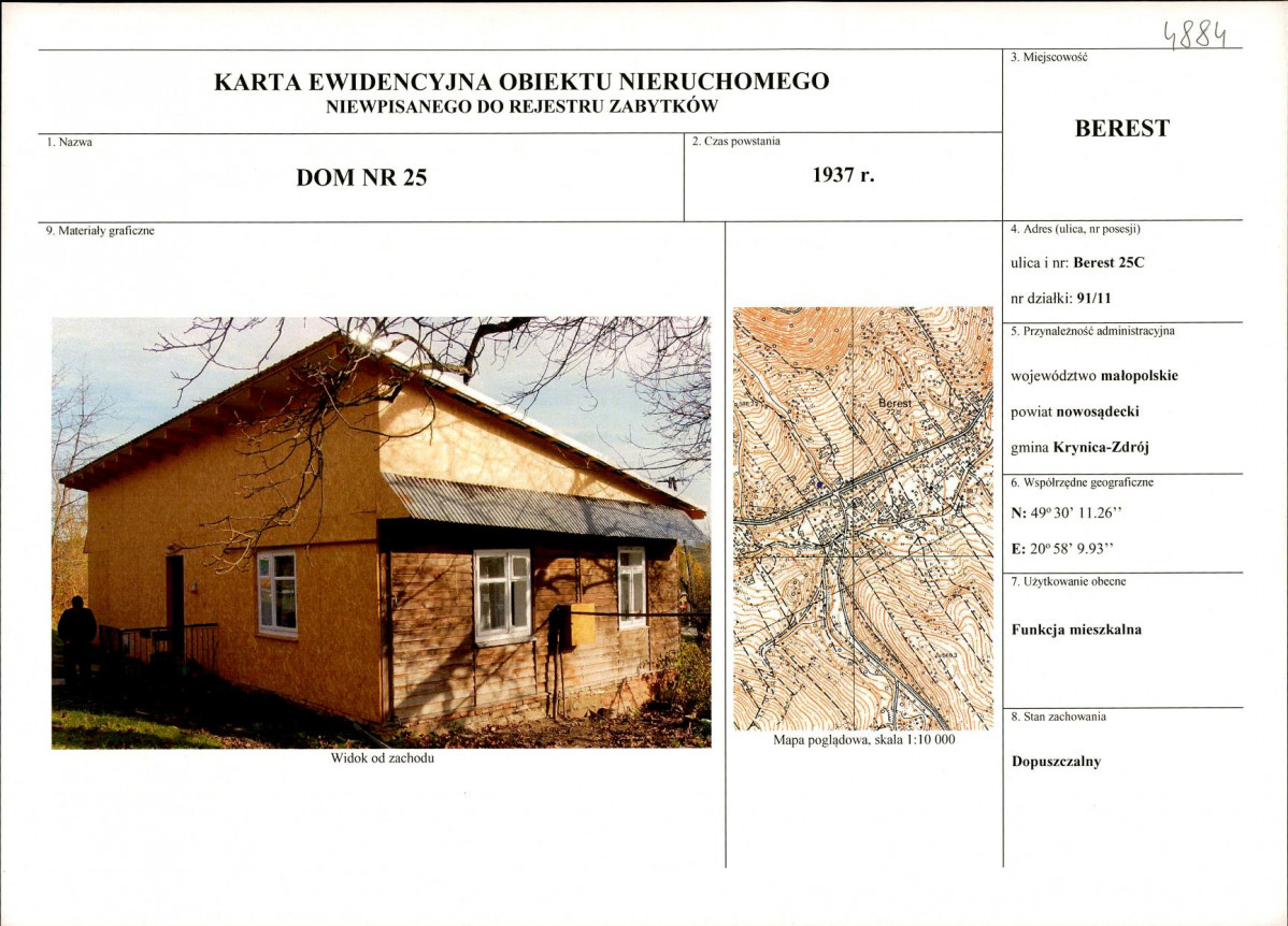 KEZN - Karta obiektu niewpisanego do rejestru, skan nr 1