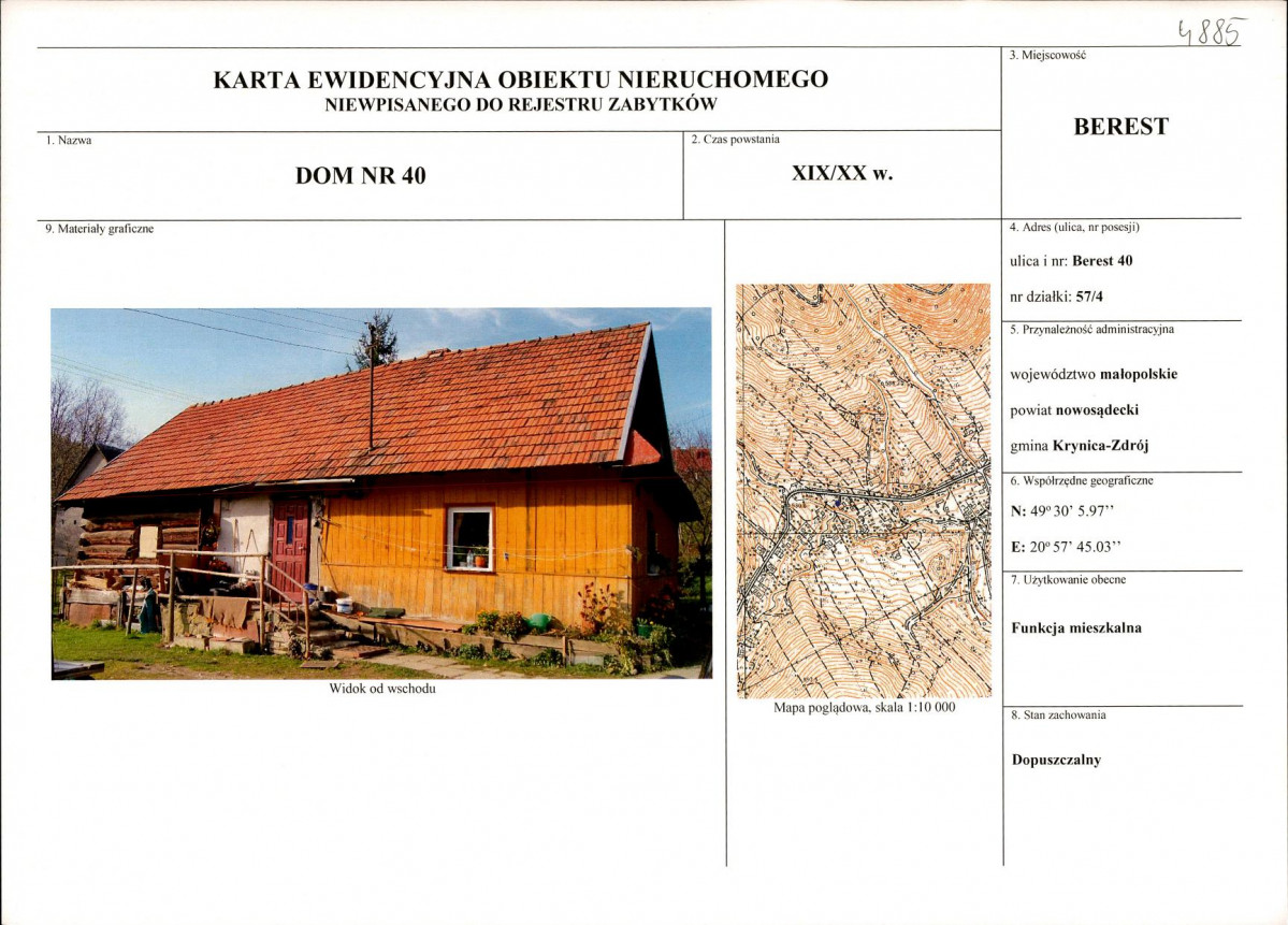 KEZN - Karta obiektu niewpisanego do rejestru, skan nr 1