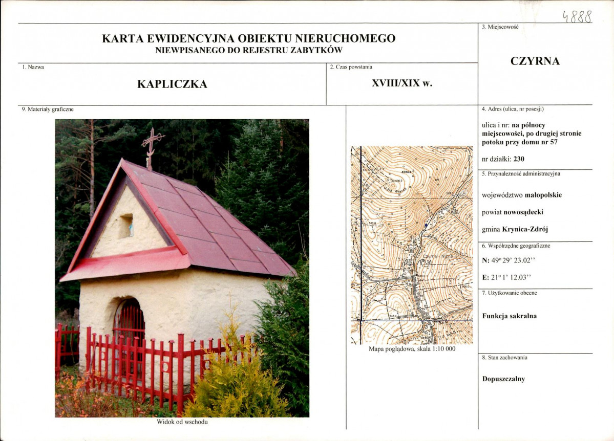 KEZN - Karta obiektu niewpisanego do rejestru, skan nr 1