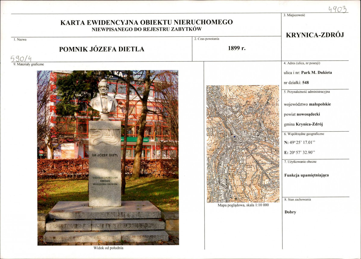 Karta obiektu niewpisanego do rejestru, skan nr 1