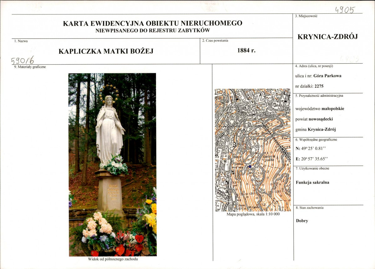 Karta obiektu niewpisanego do rejestru, skan nr 1