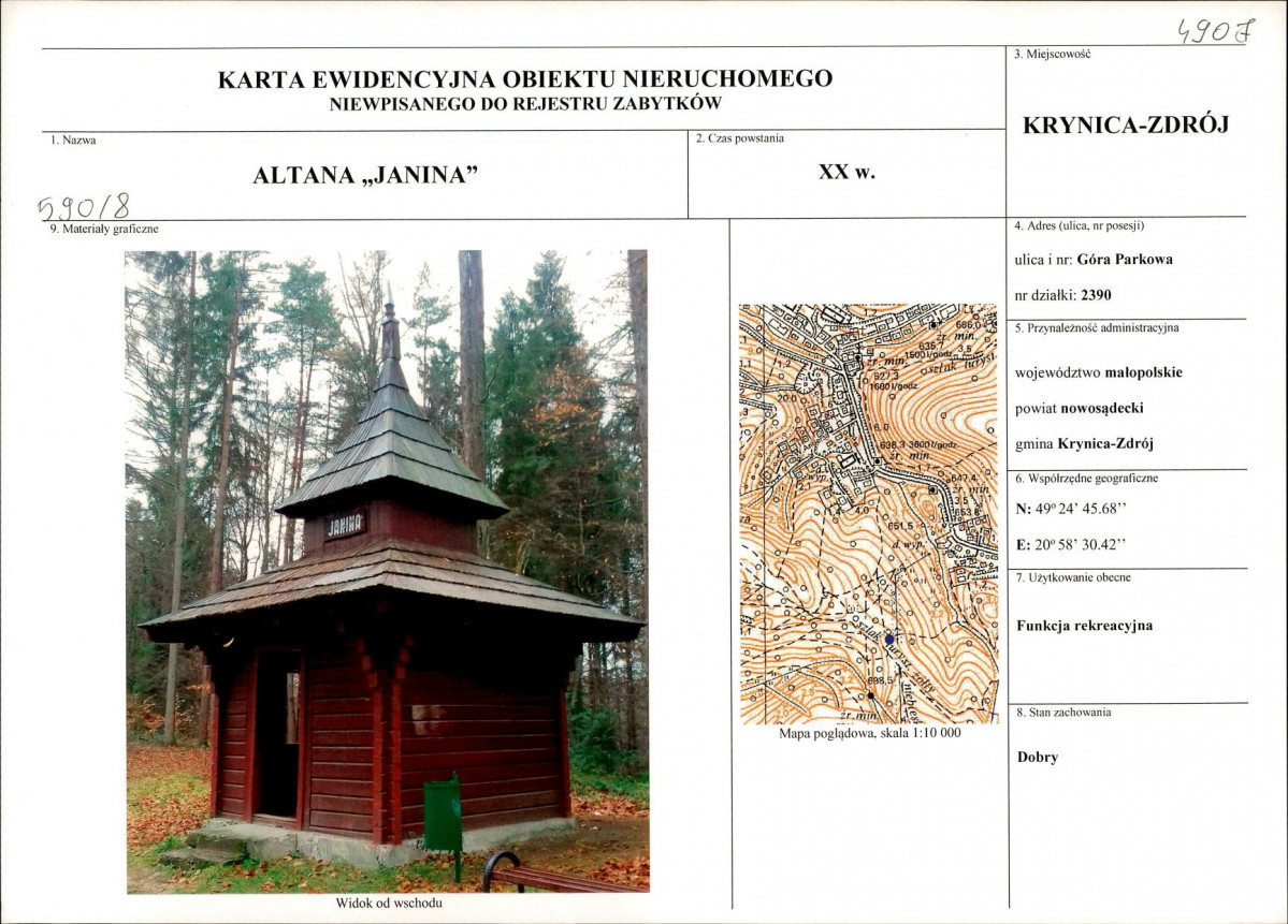 Karta obiektu niewpisanego do rejestru, skan nr 1