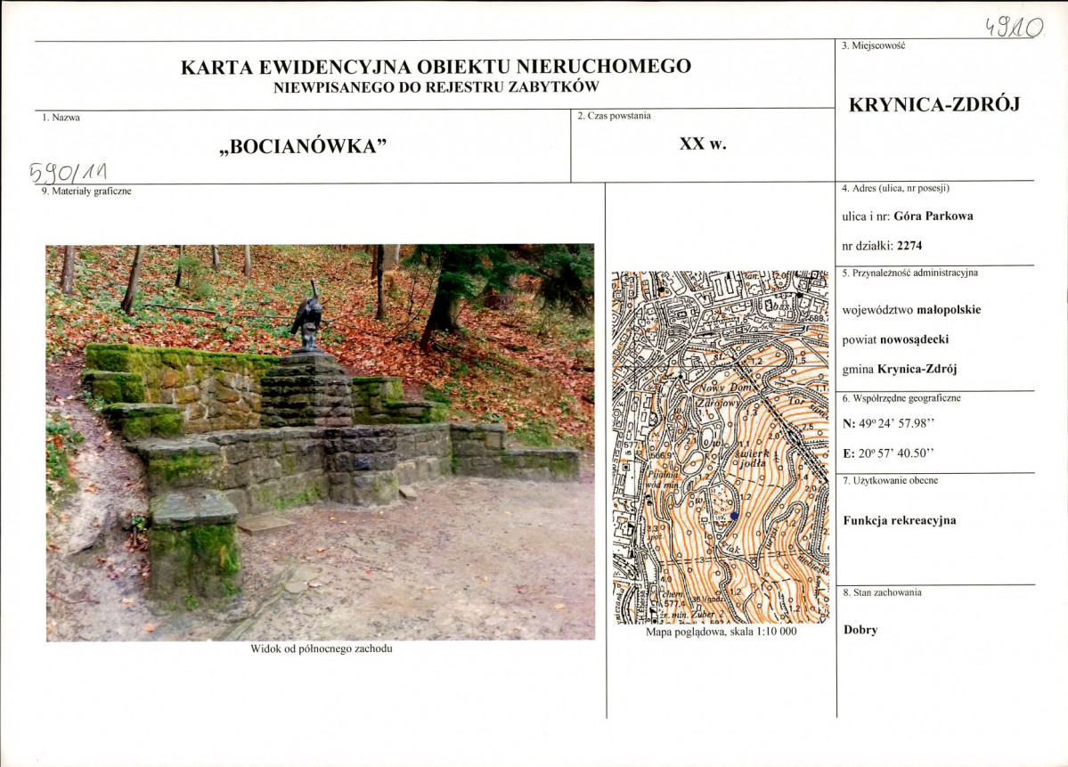 Karta obiektu niewpisanego do rejestru, skan nr 1