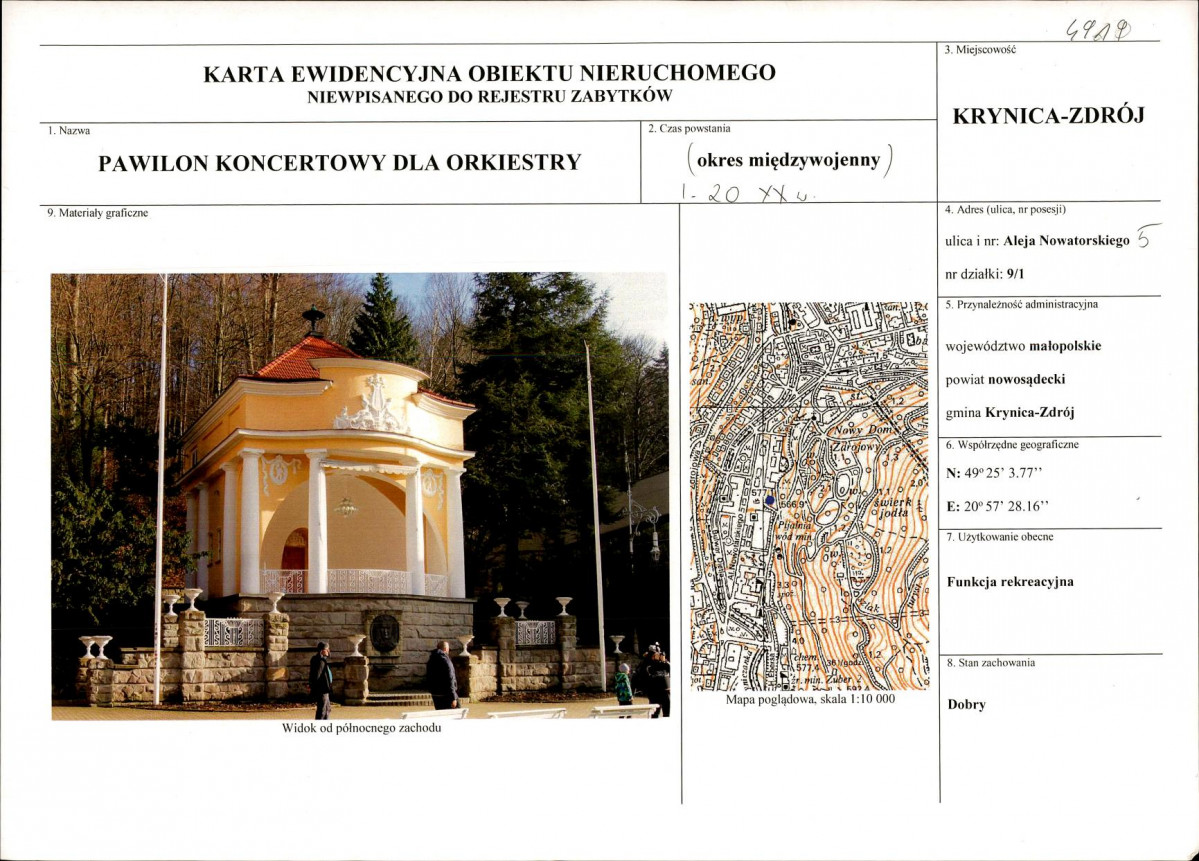 Karta obiektu niewpisanego do rejestru, skan nr 1