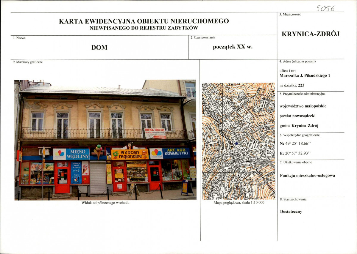 KEZN - Karta obiektu niewpisanego do rejestru, skan nr 1