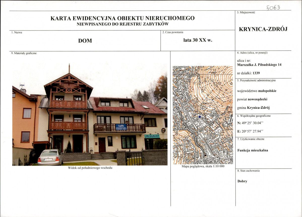 KEZN - Karta obiektu niewpisanego do rejestru, skan nr 1