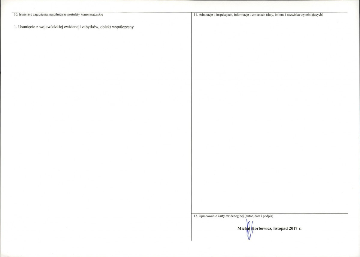 KEZN - Karta obiektu niewpisanego do rejestru, skan nr 2