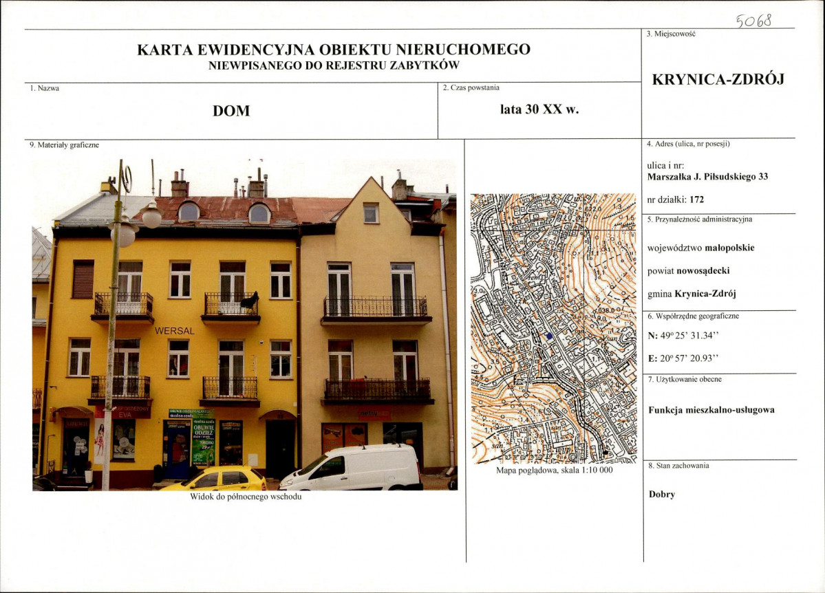 Karta obiektu niewpisanego do rejestru, skan nr 1