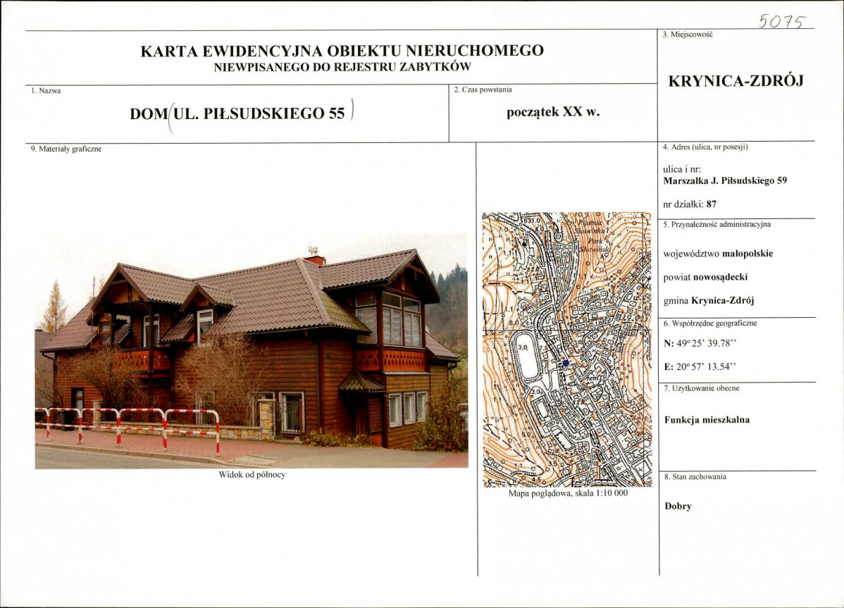 Karta obiektu niewpisanego do rejestru, skan nr 1
