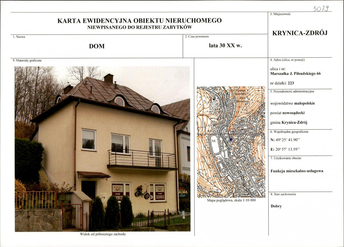 Karta obiektu niewpisanego do rejestru, skan nr 1