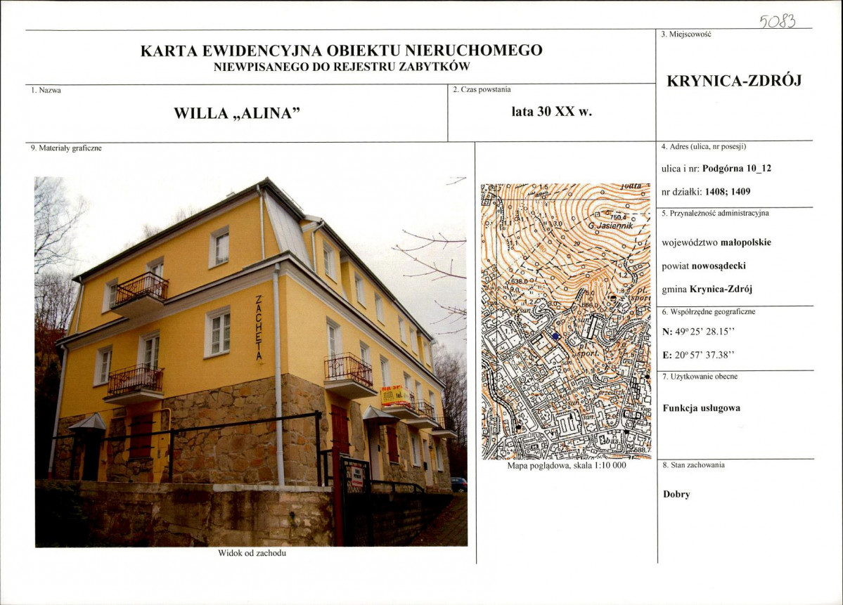 KEZN - Karta obiektu niewpisanego do rejestru, skan nr 1