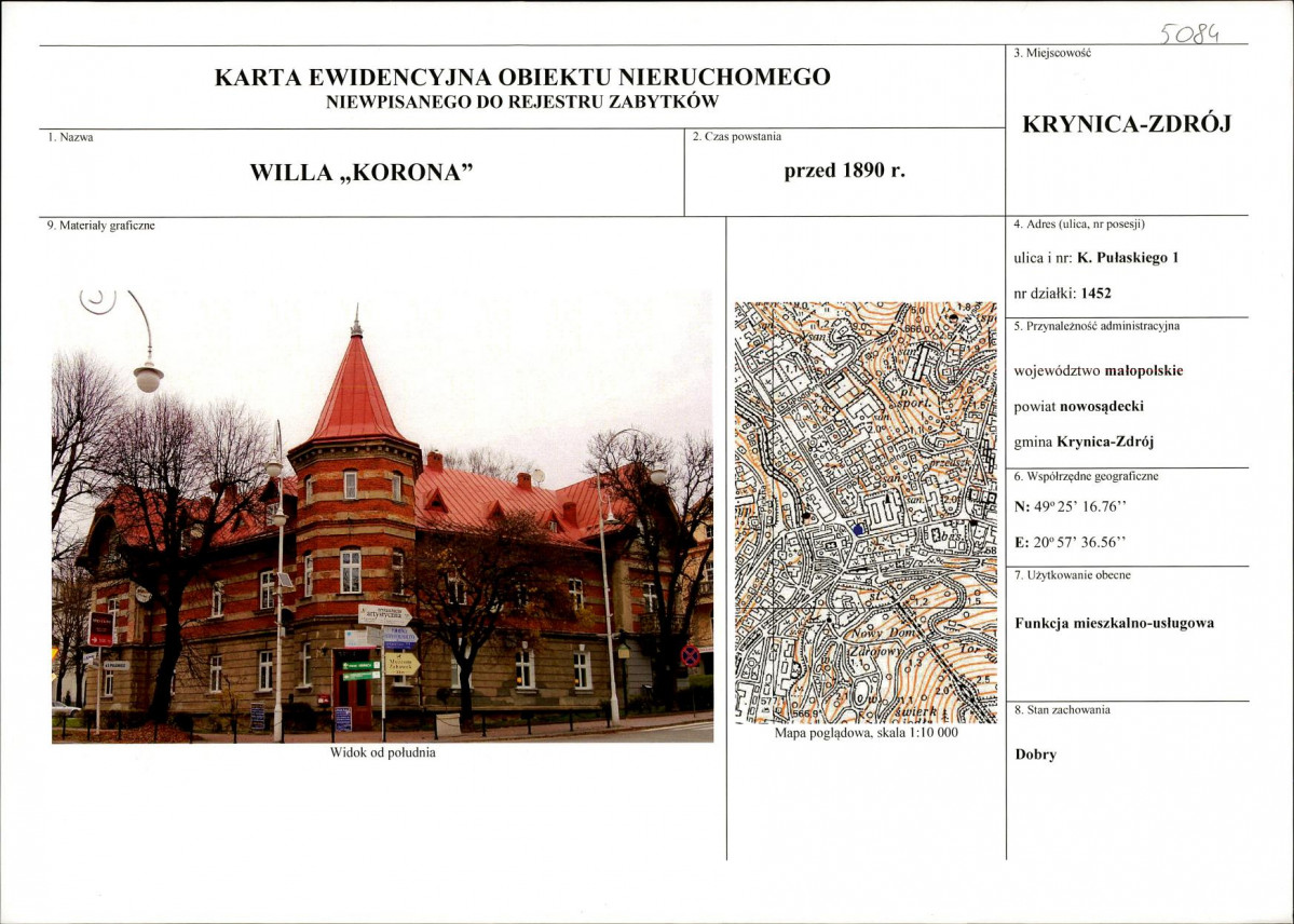KEZN - Karta obiektu niewpisanego do rejestru, skan nr 1