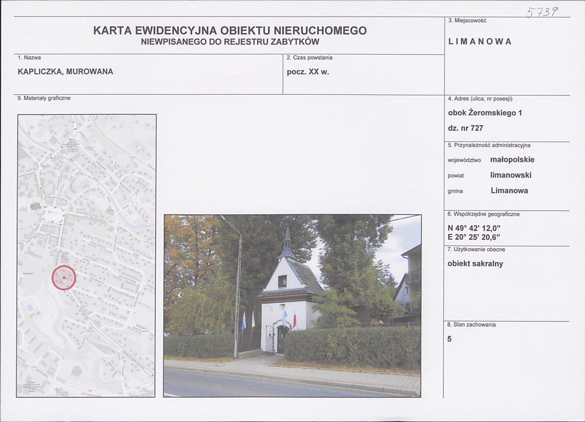 KEZN - Karta obiektu niewpisanego do rejestru, skan nr 1