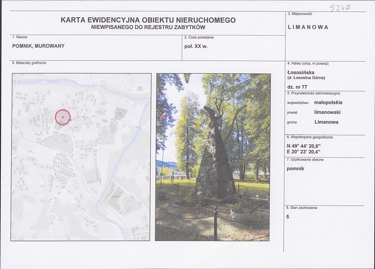 KEZN - Karta obiektu niewpisanego do rejestru, skan nr 1