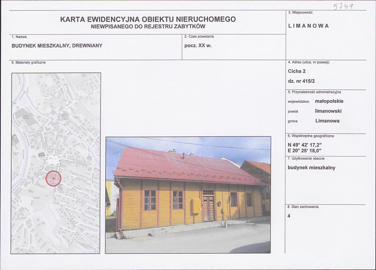 KEZN - Karta obiektu niewpisanego do rejestru, skan nr 1