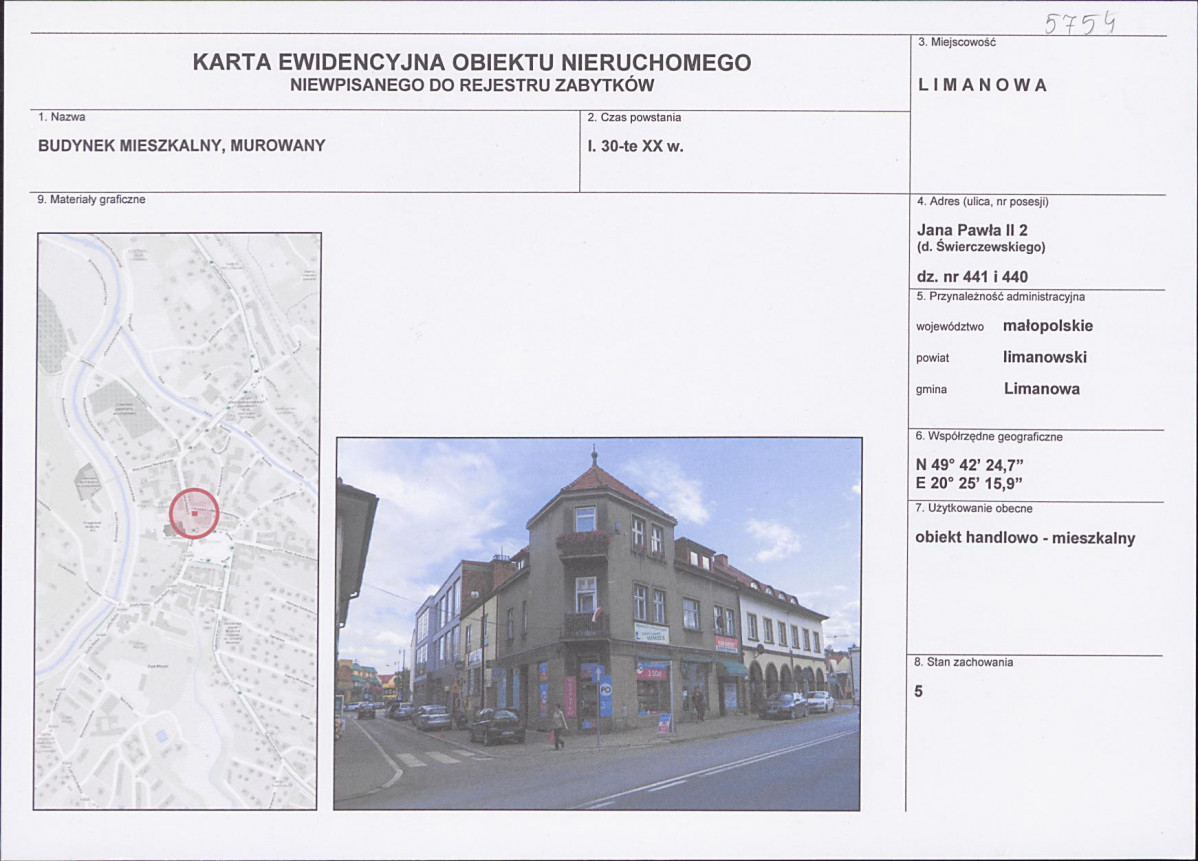 KEZN - Karta obiektu niewpisanego do rejestru, skan nr 1