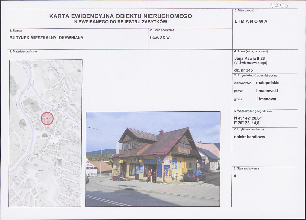 KEZN - Karta obiektu niewpisanego do rejestru, skan nr 1