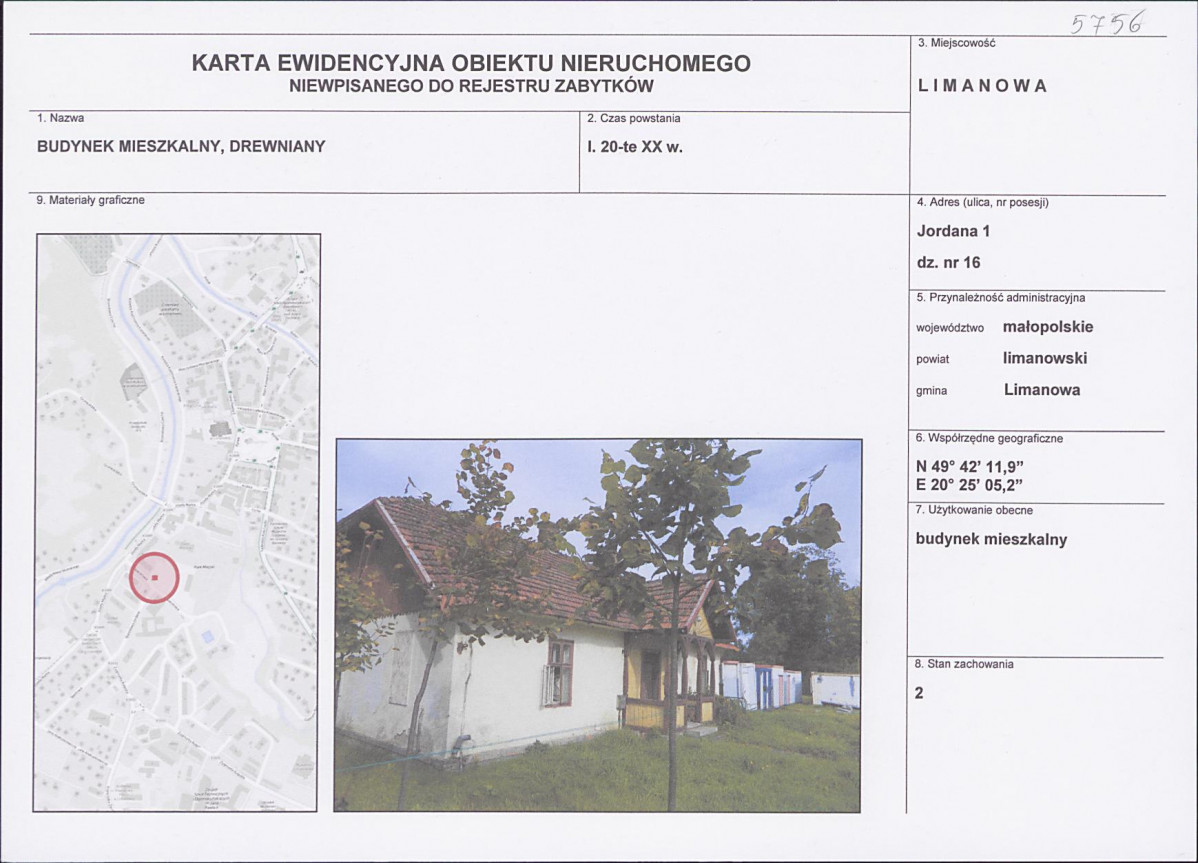 KEZN - Karta obiektu niewpisanego do rejestru, skan nr 1