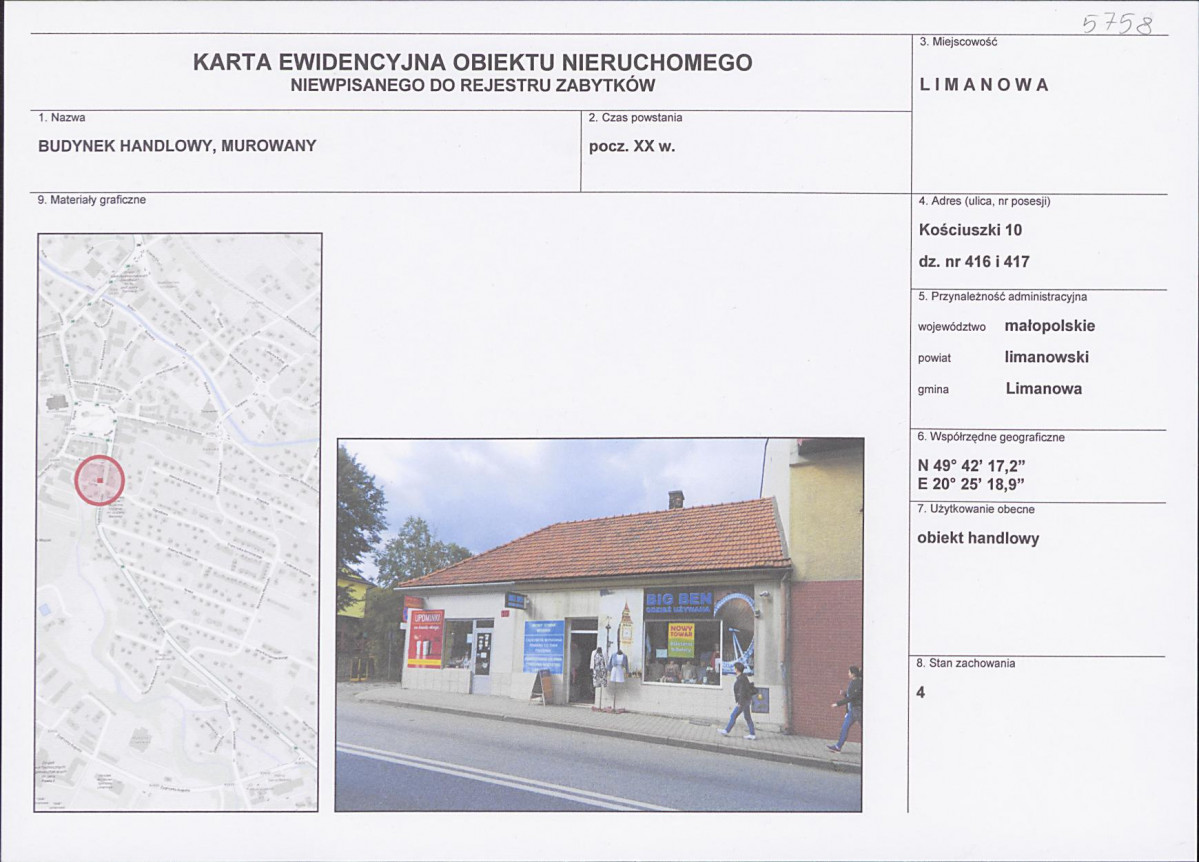 KEZN - Karta obiektu niewpisanego do rejestru, skan nr 1
