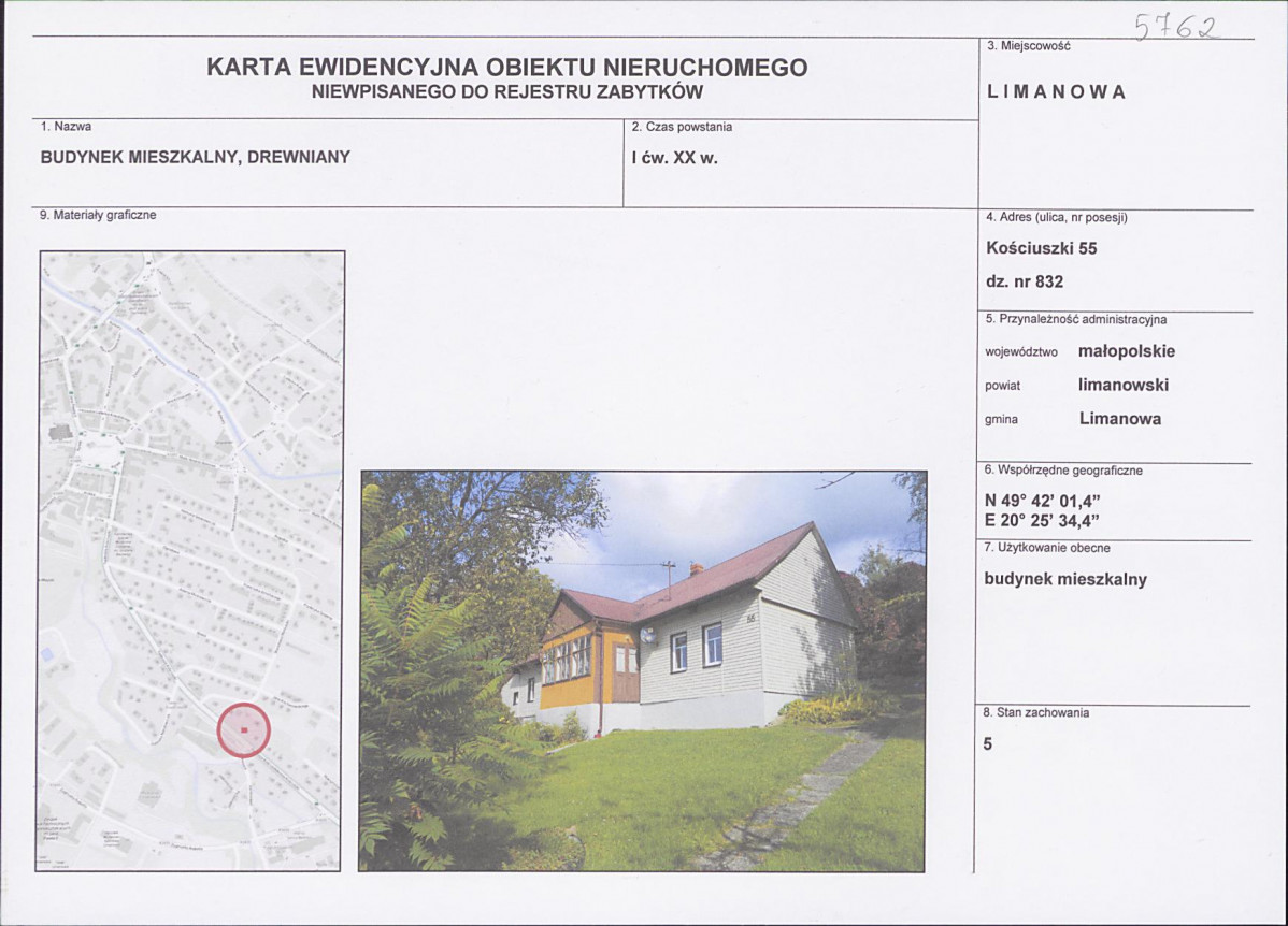 KEZN - Karta obiektu niewpisanego do rejestru, skan nr 1