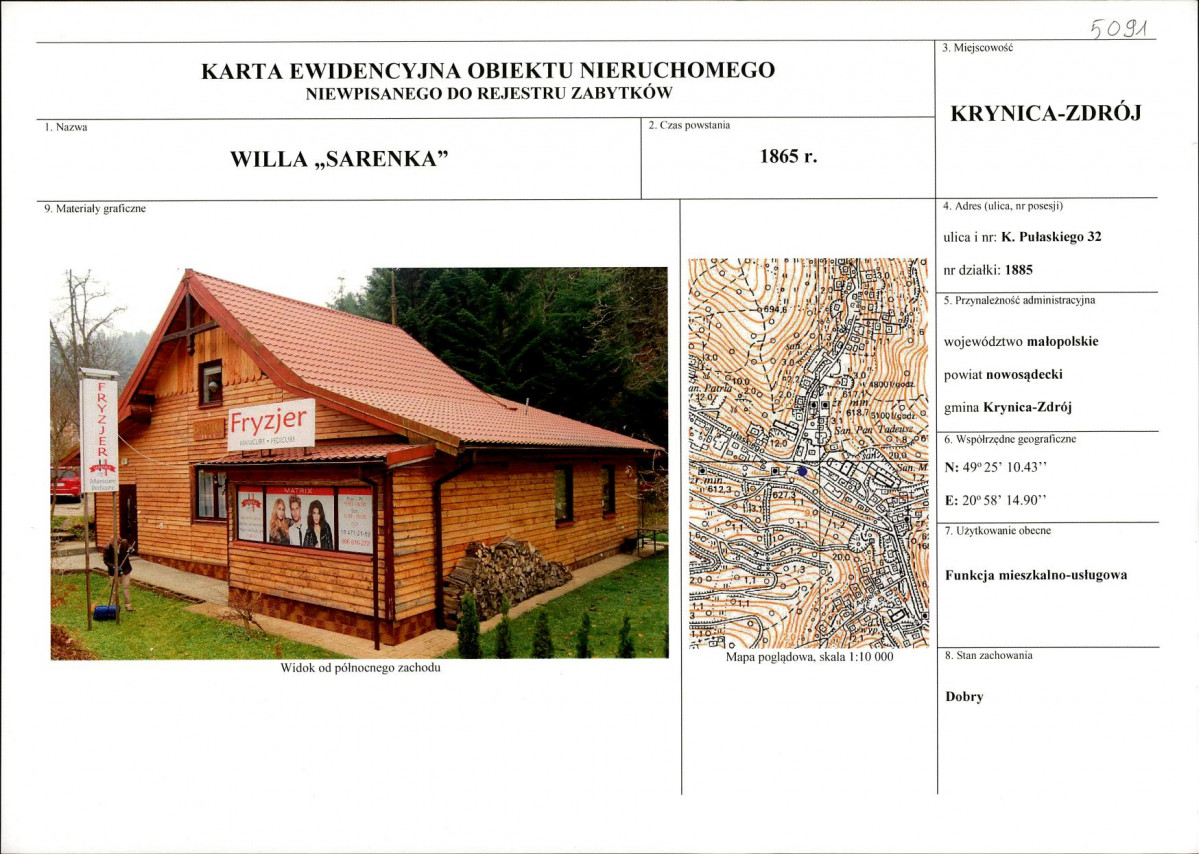 KEZN - Karta obiektu niewpisanego do rejestru, skan nr 1