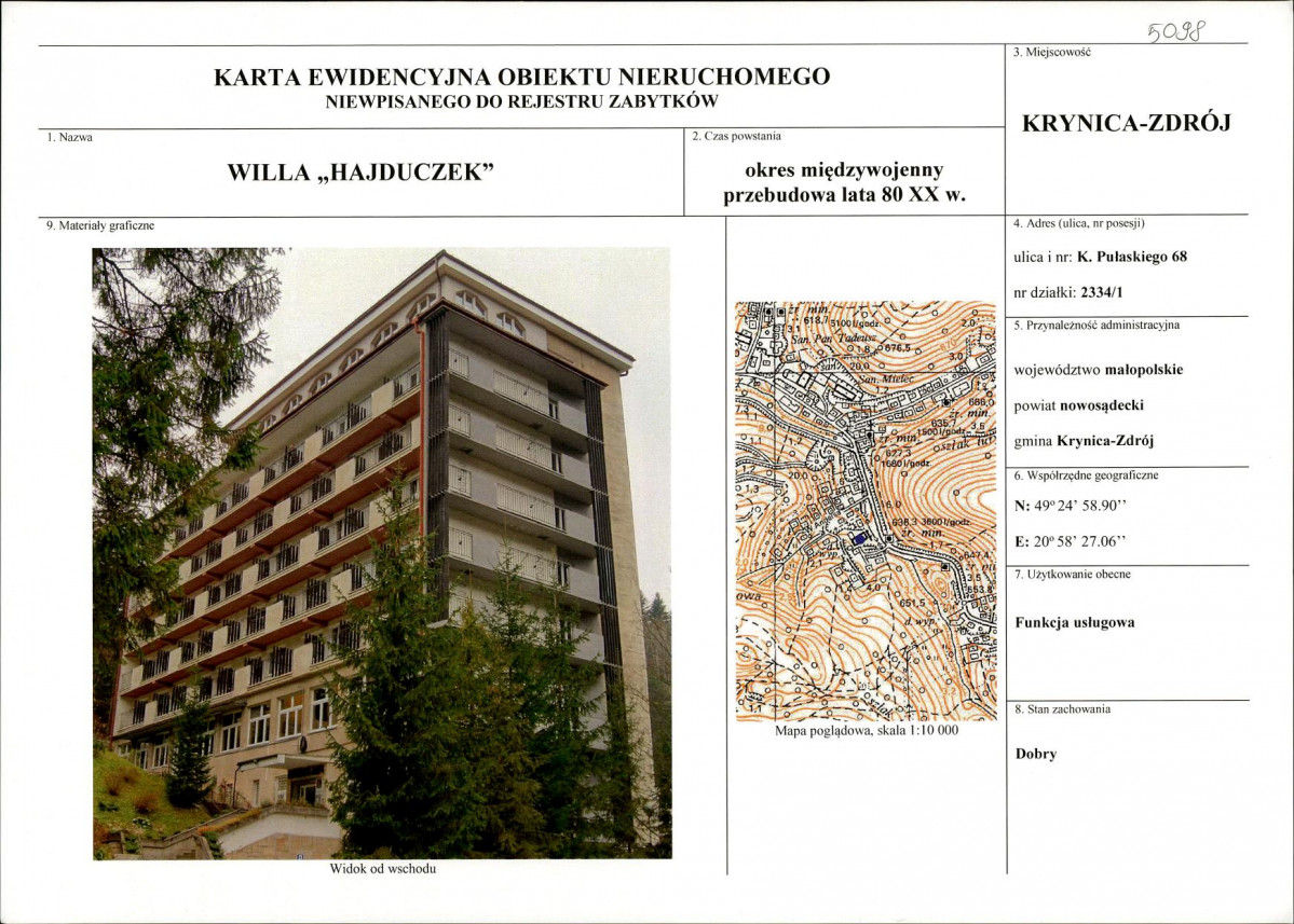 KEZN - Karta obiektu niewpisanego do rejestru, skan nr 1