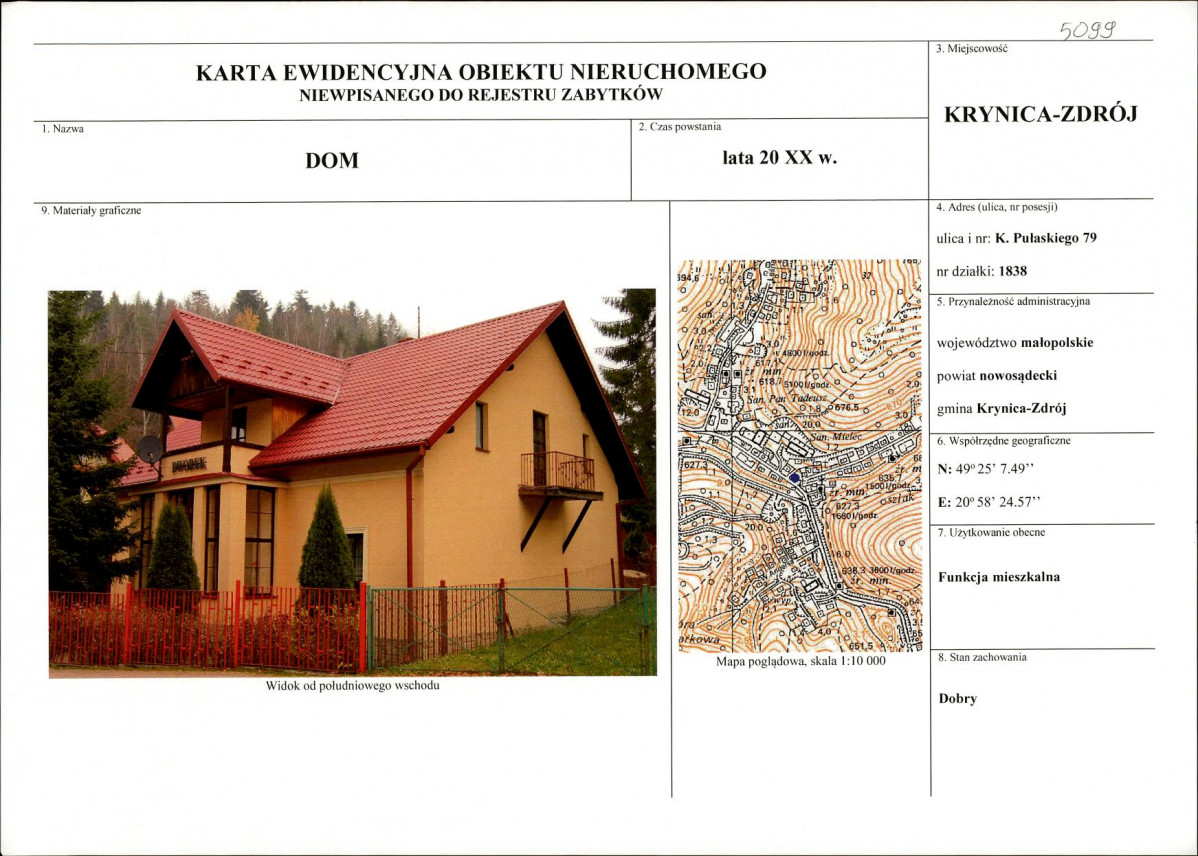 KEZN - Karta obiektu niewpisanego do rejestru, skan nr 1