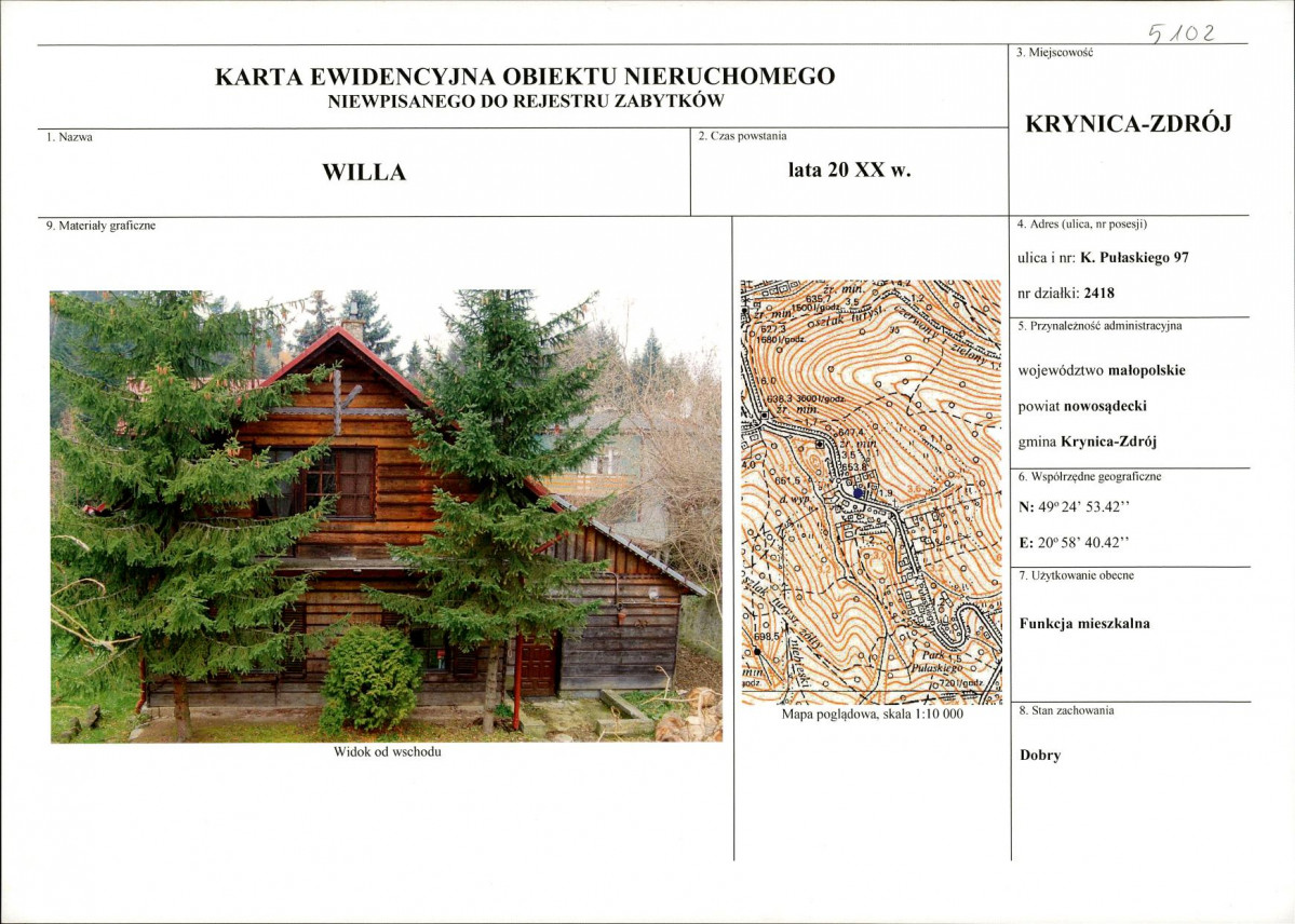 KEZN - Karta obiektu niewpisanego do rejestru, skan nr 1