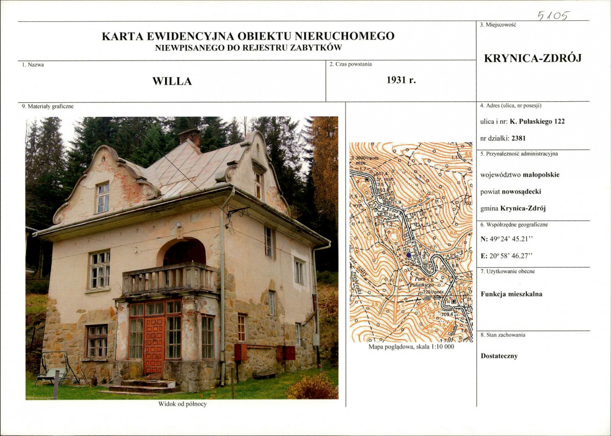 KEZN - Karta obiektu niewpisanego do rejestru, skan nr 1
