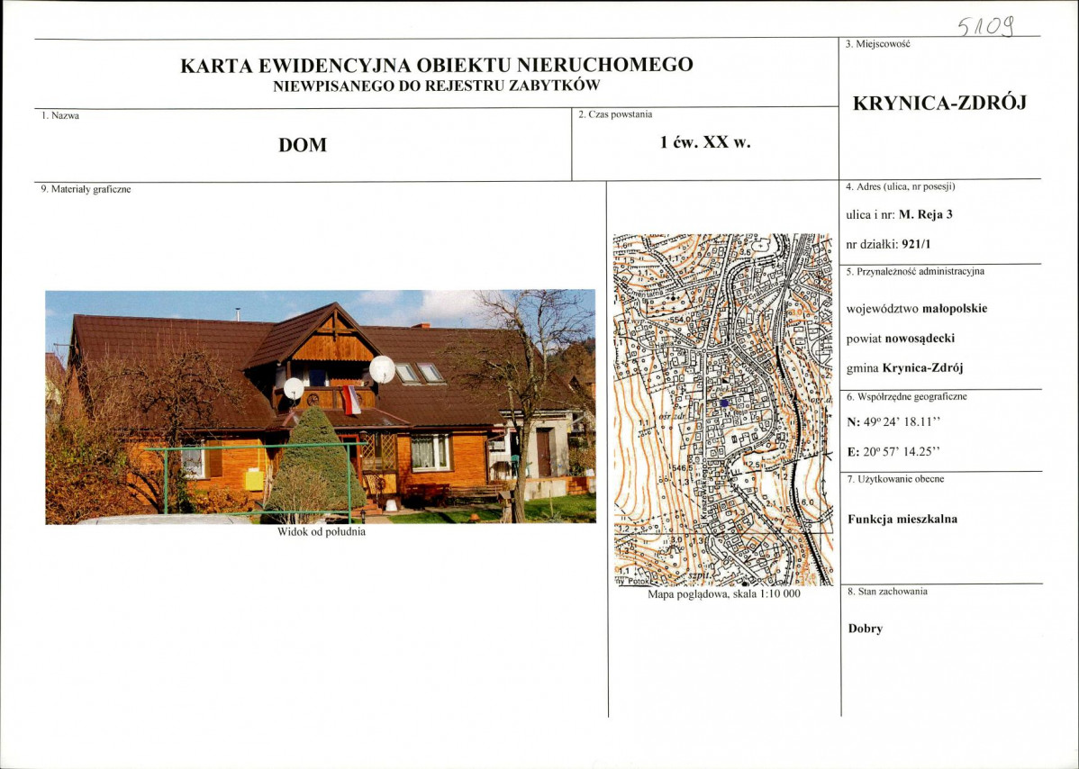 KEZN - Karta obiektu niewpisanego do rejestru, skan nr 1