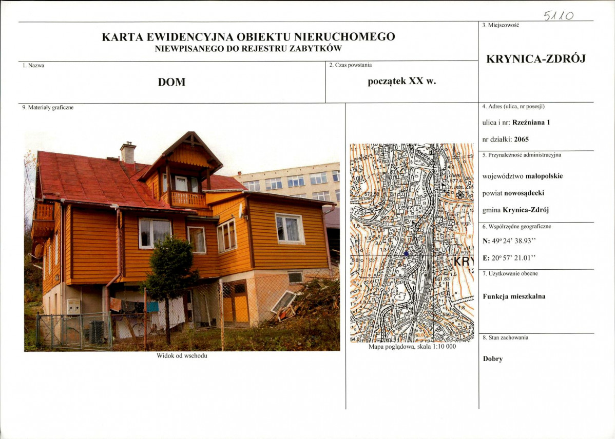 KEZN - Karta obiektu niewpisanego do rejestru, skan nr 1