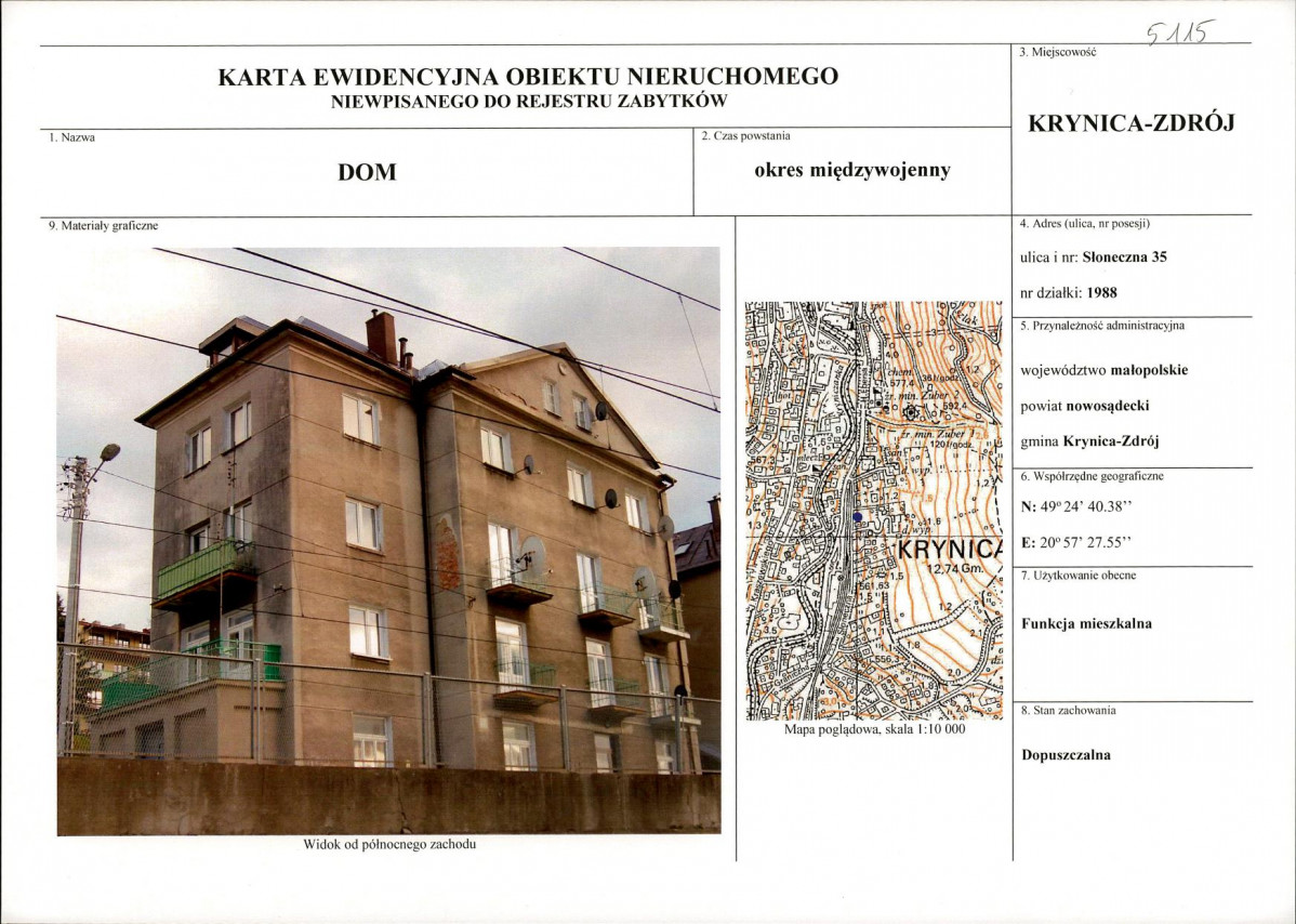 KEZN - Karta obiektu niewpisanego do rejestru, skan nr 1