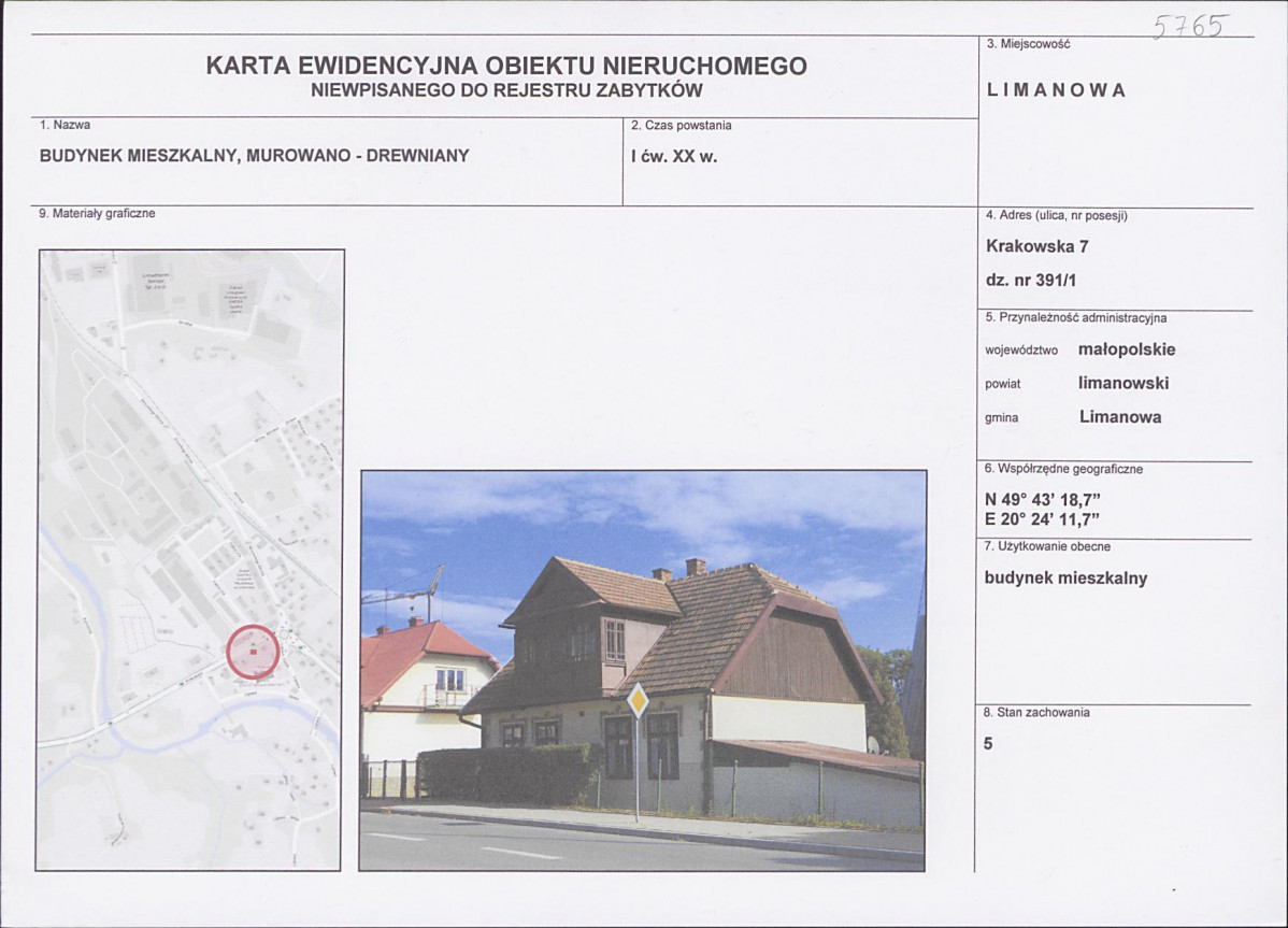 KEZN - Karta obiektu niewpisanego do rejestru, skan nr 1