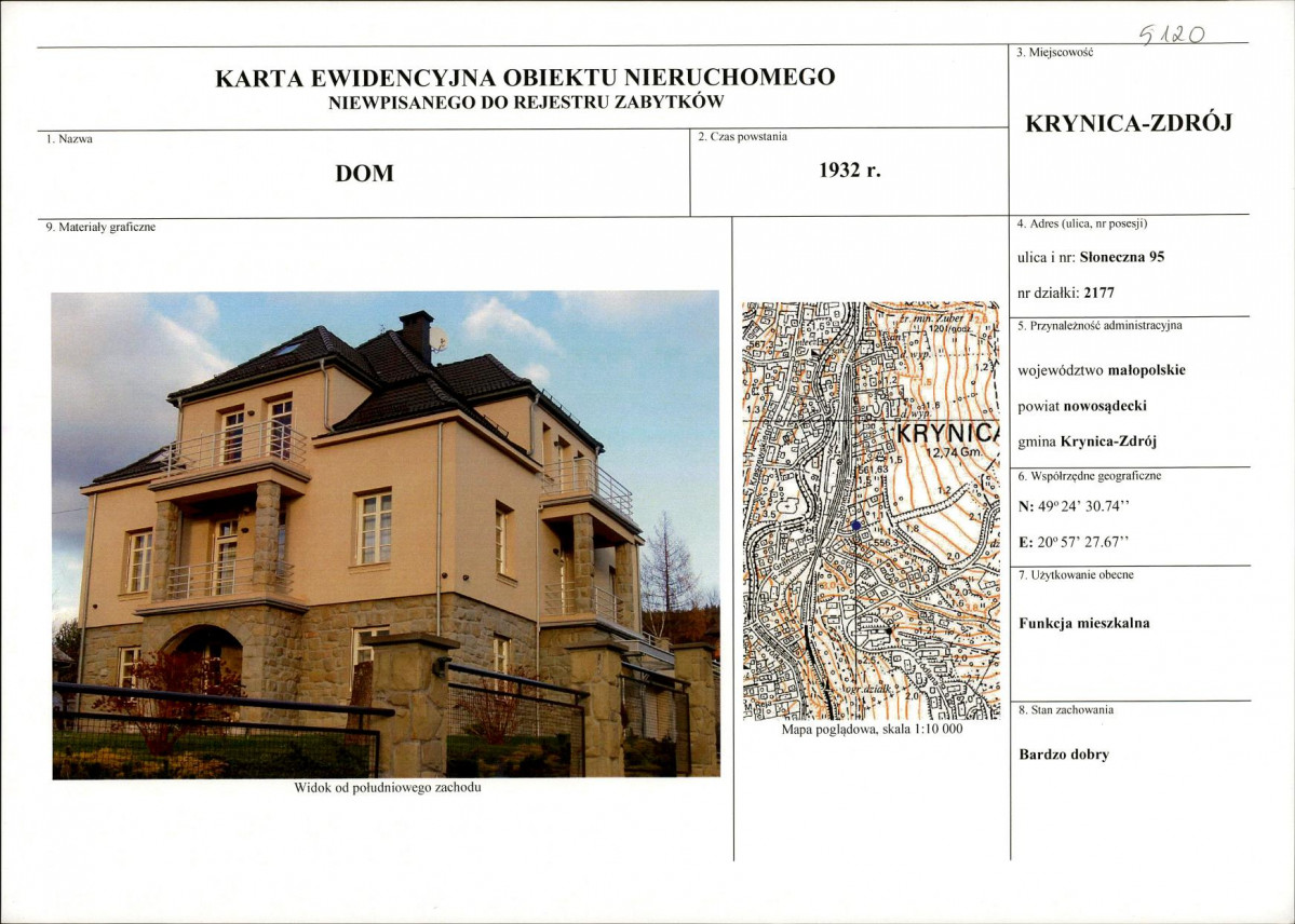 KEZN - Karta obiektu niewpisanego do rejestru, skan nr 1
