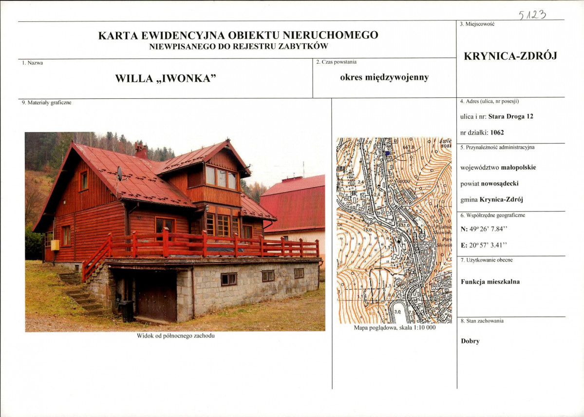 KEZN - Karta obiektu niewpisanego do rejestru, skan nr 1