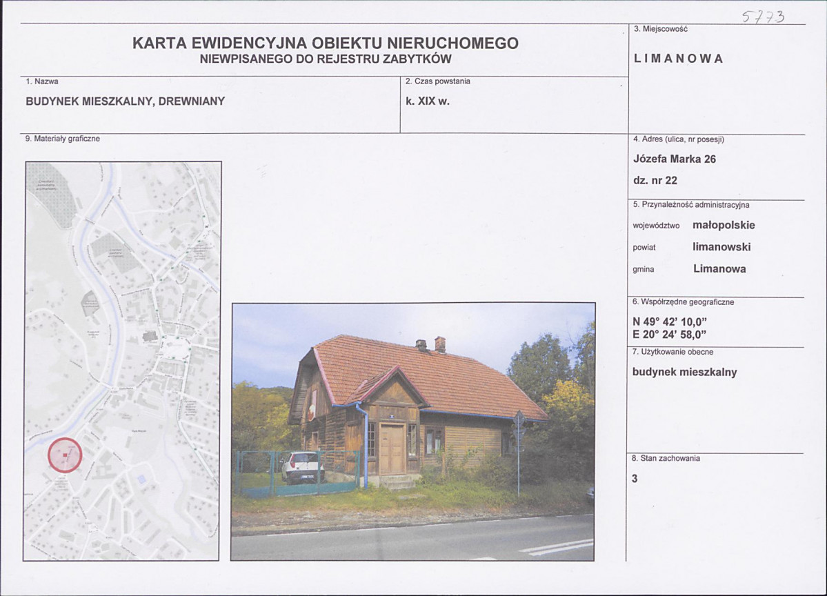 KEZN - Karta obiektu niewpisanego do rejestru, skan nr 1