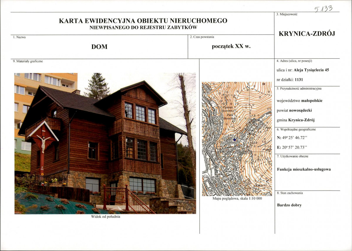 KEZN - Karta obiektu niewpisanego do rejestru, skan nr 1