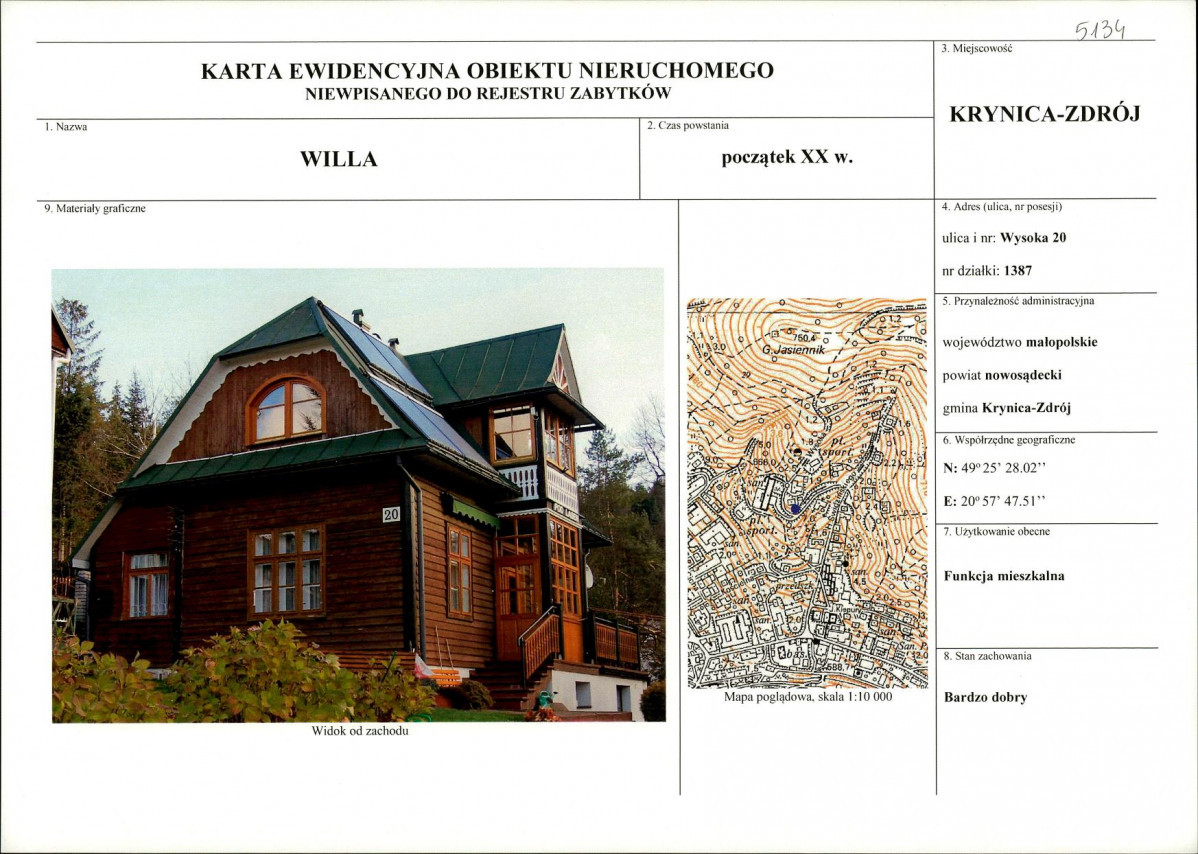 KEZN - Karta obiektu niewpisanego do rejestru, skan nr 1